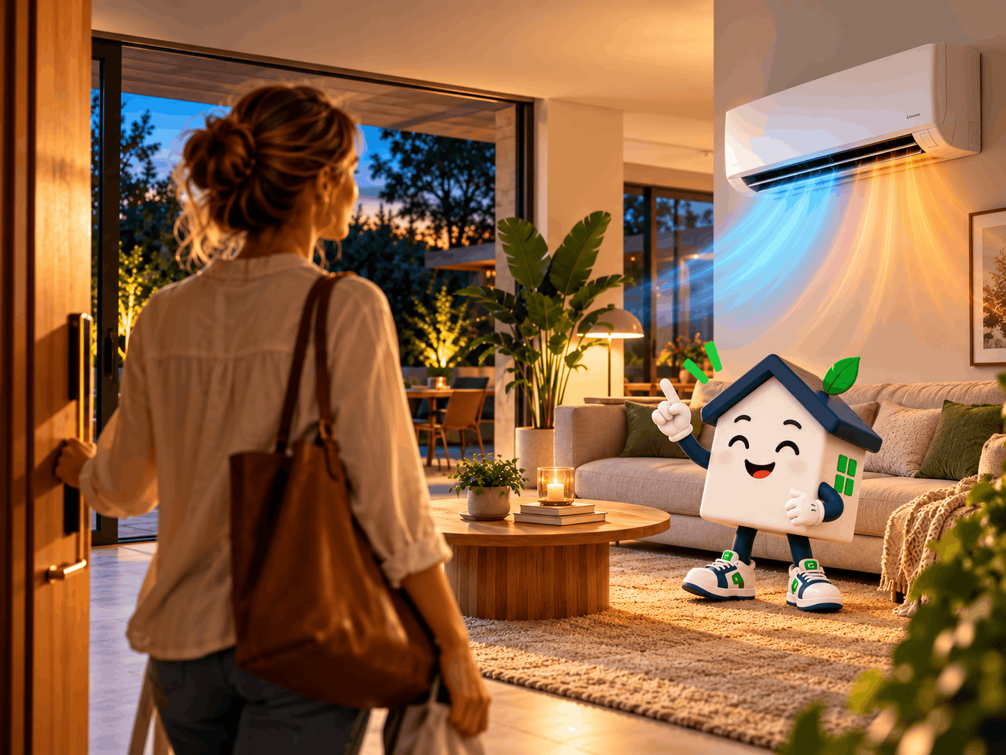 Thuiskomen in een kamer met de juiste temperatuur