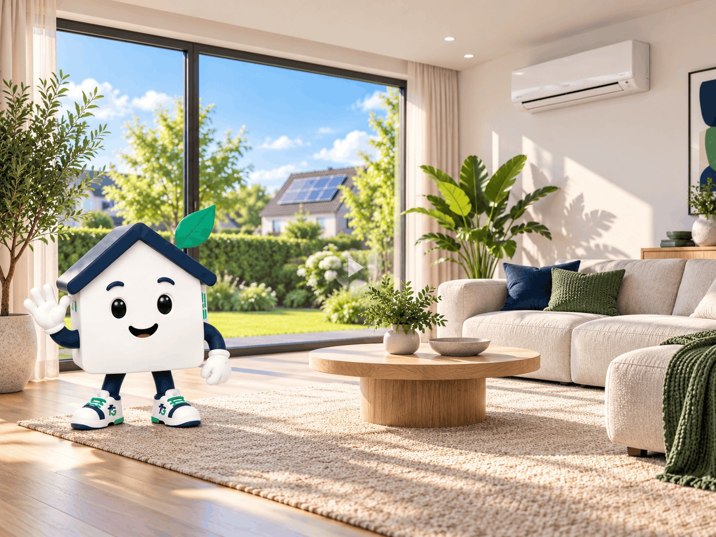 Airco in de woonkamer, met het InstallGroen-huisje