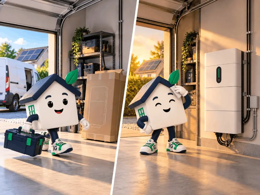 Installatie in één dag, van gereedschap tot geplaatste batterij
