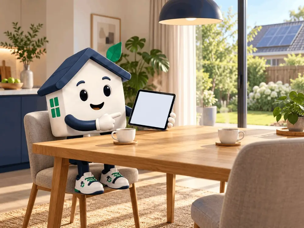 Persoonlijk advies aan huis, met het plan op een tablet