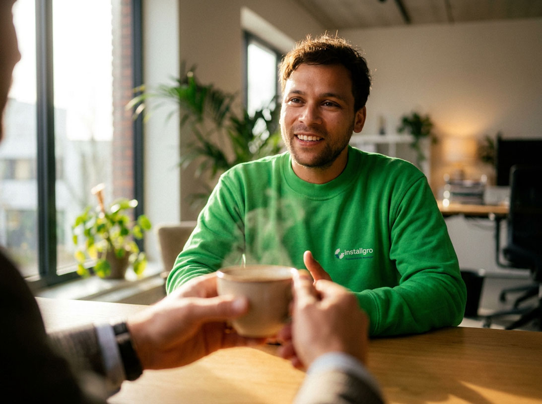 Adviesgesprek van Installgroen bij iemand thuis