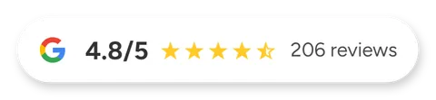 Google reviews 4,8 uit 5 op basis van 206 reviews
